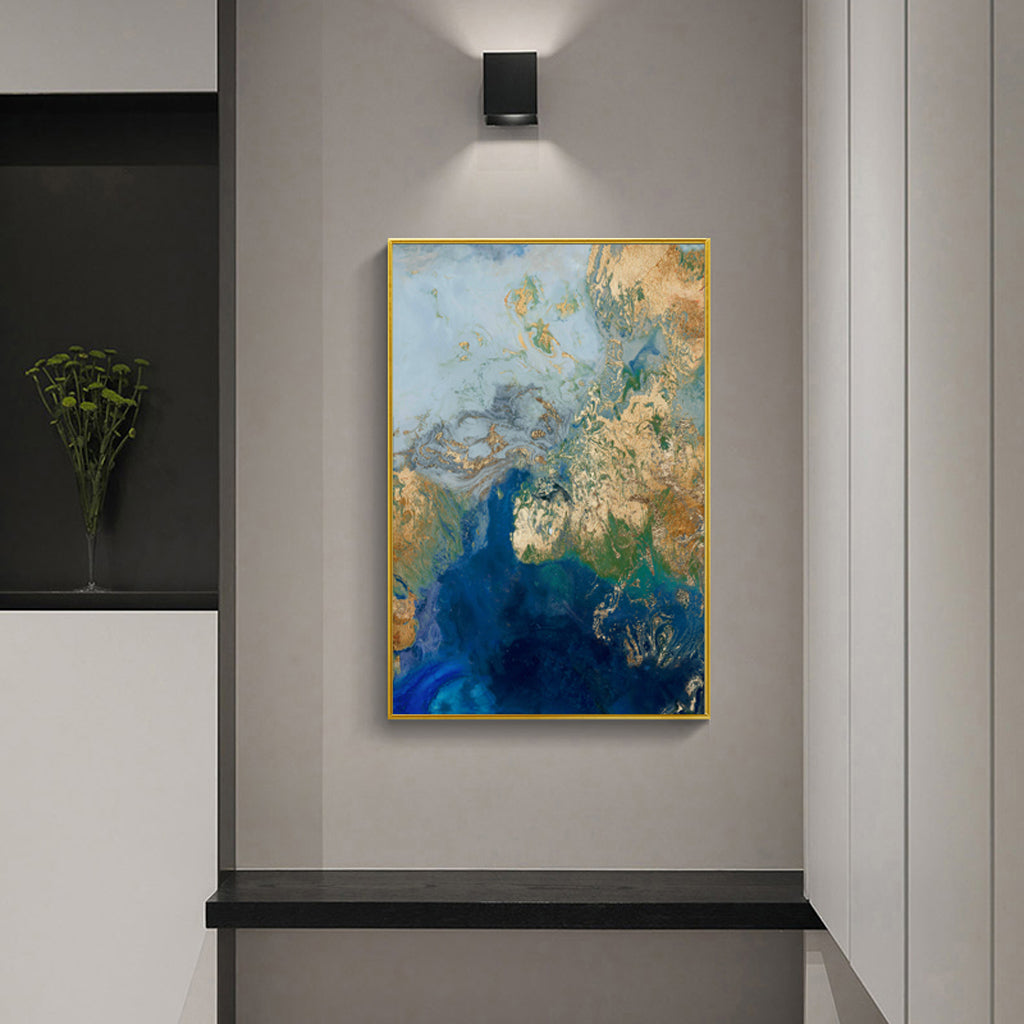 Satellite View Gold Framed Canvas 90cmx135cm