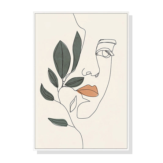 Minimalist Nature Loving Female White Framed Canvas 100cmx150cm