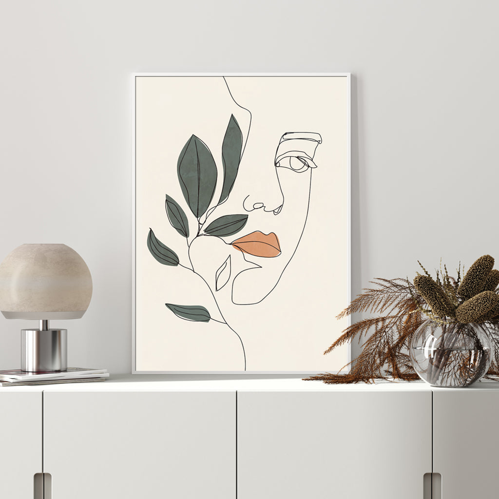 Minimalist Nature Loving Female White Framed Canvas 100cmx150cm