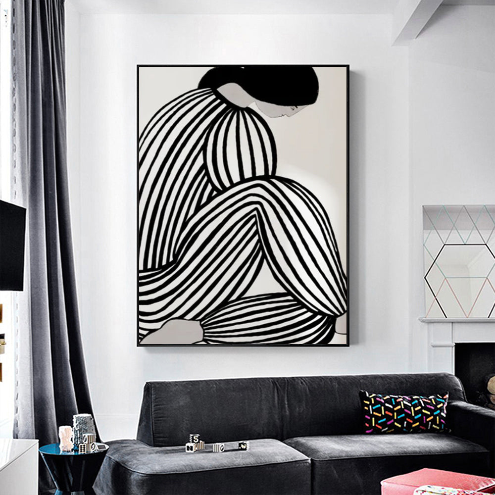 Strike An Arty Pose Black Framed Canvas  100cmx150cm