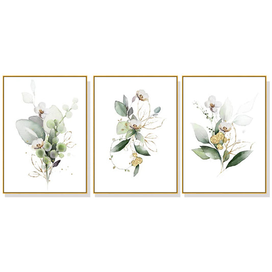 Native Floral Tribute Set Of 3 Gold Framed Canvas 70cmx100cm