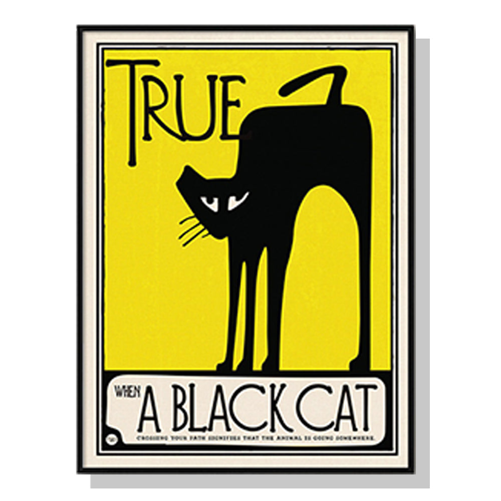 When A Black Cat Crosses Your Path... Black Framed Canvas 90cmx135cm