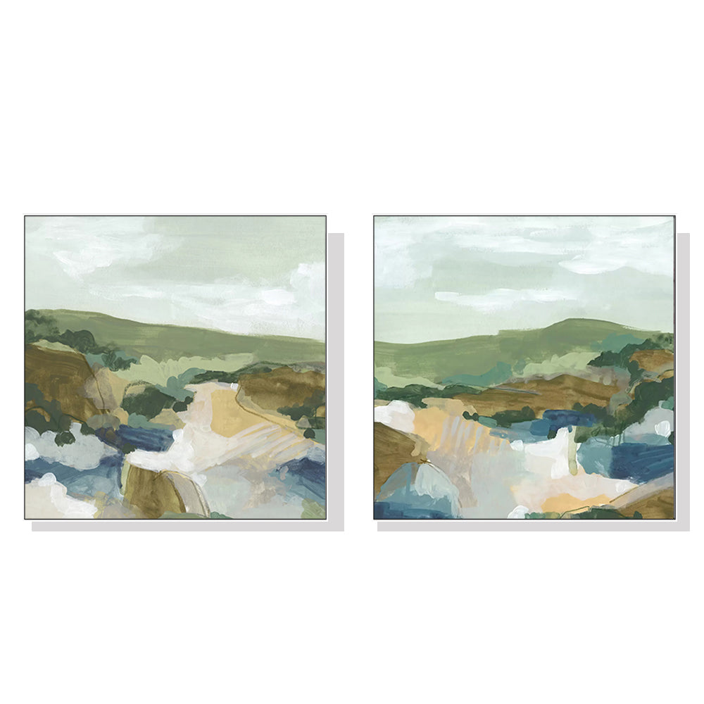 Take Inspiration From Nature Set Of 2 White Framed Canvas 80cmx80cm