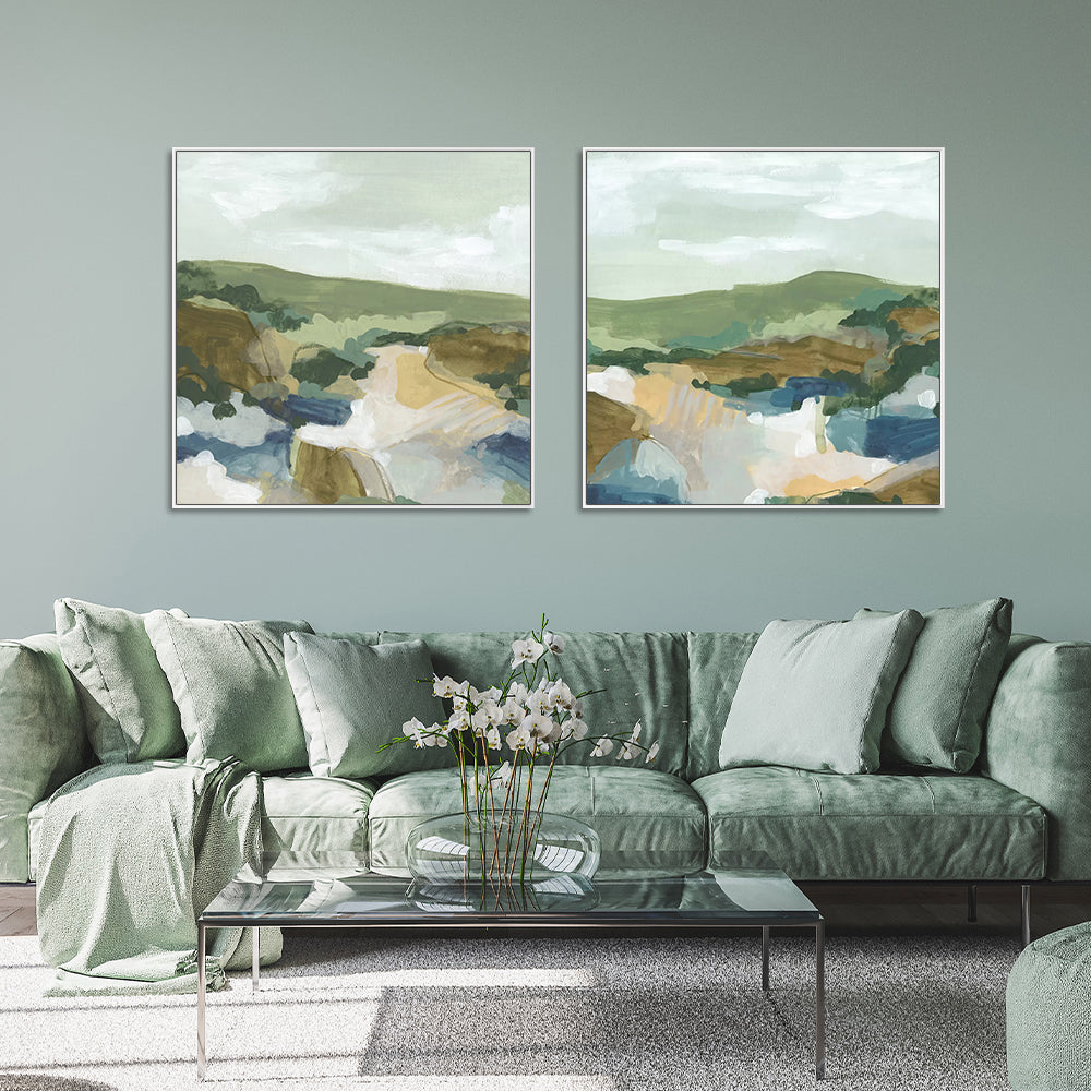 Take Inspiration From Nature Set Of 2 White Framed Canvas 80cmx80cm