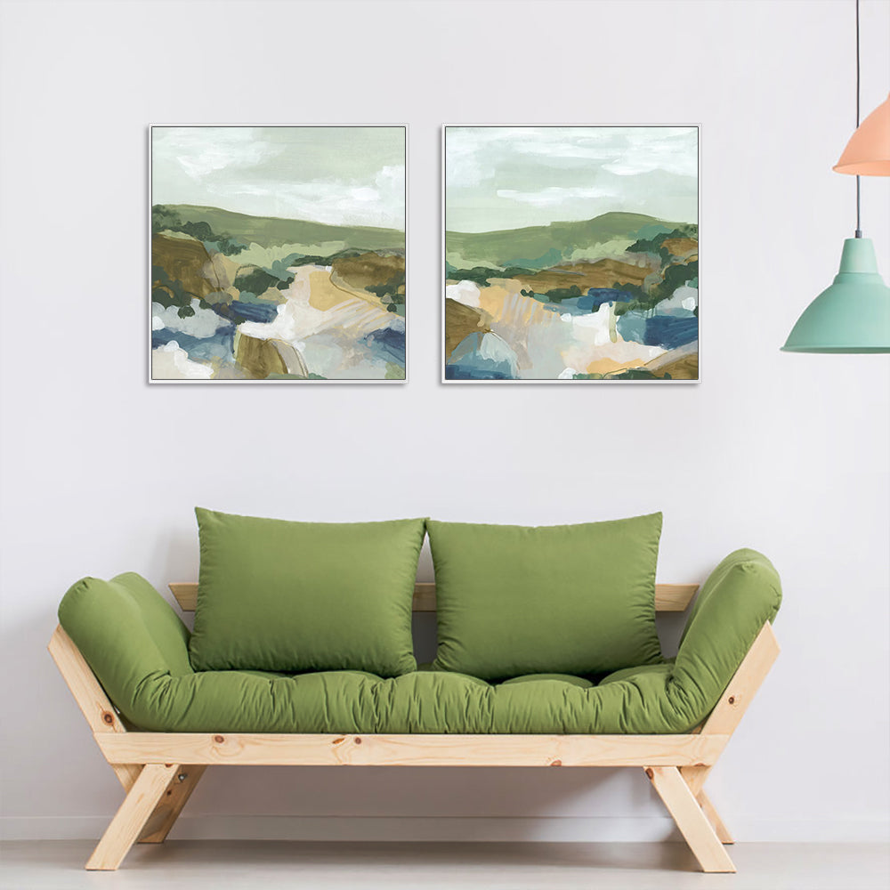 Take Inspiration From Nature Set Of 2 White Framed Canvas 80cmx80cm