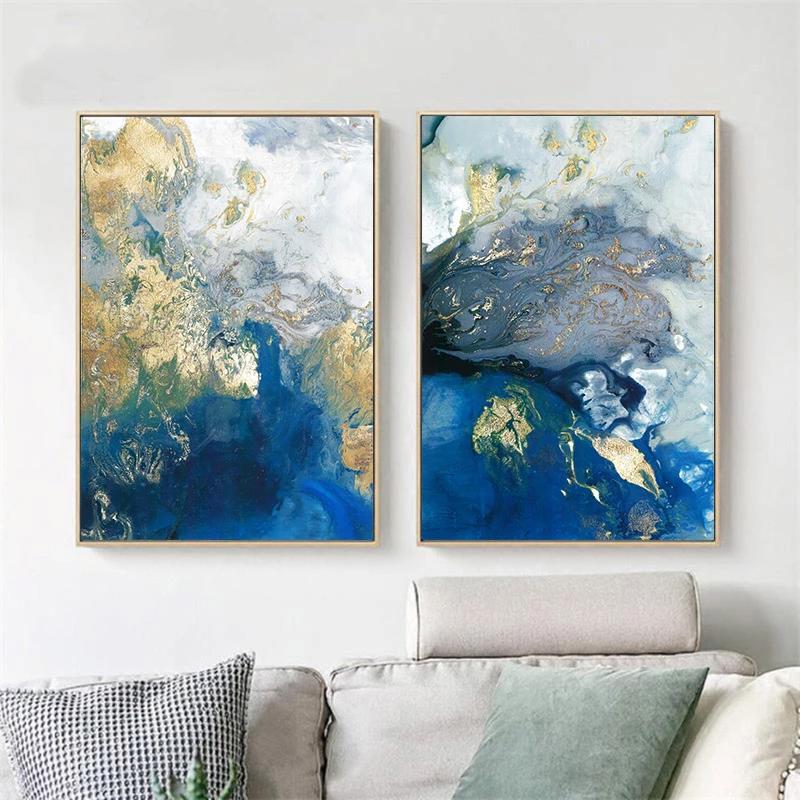 What do YOU See? Space Dreams Set Of 2 Gold Framed Canvas 40cmx60cm