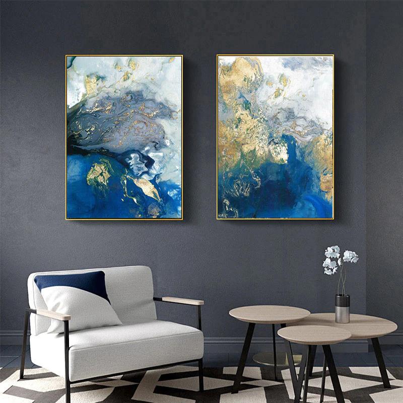 What do YOU See? Space Dreams Set Of 2 Gold Framed Canvas 40cmx60cm