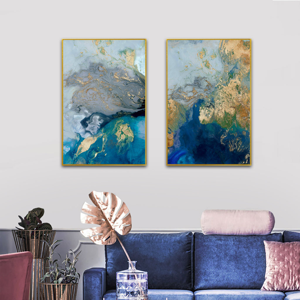 What do YOU See? Space Dreams Set Of 2 Gold Framed Canvas 40cmx60cm