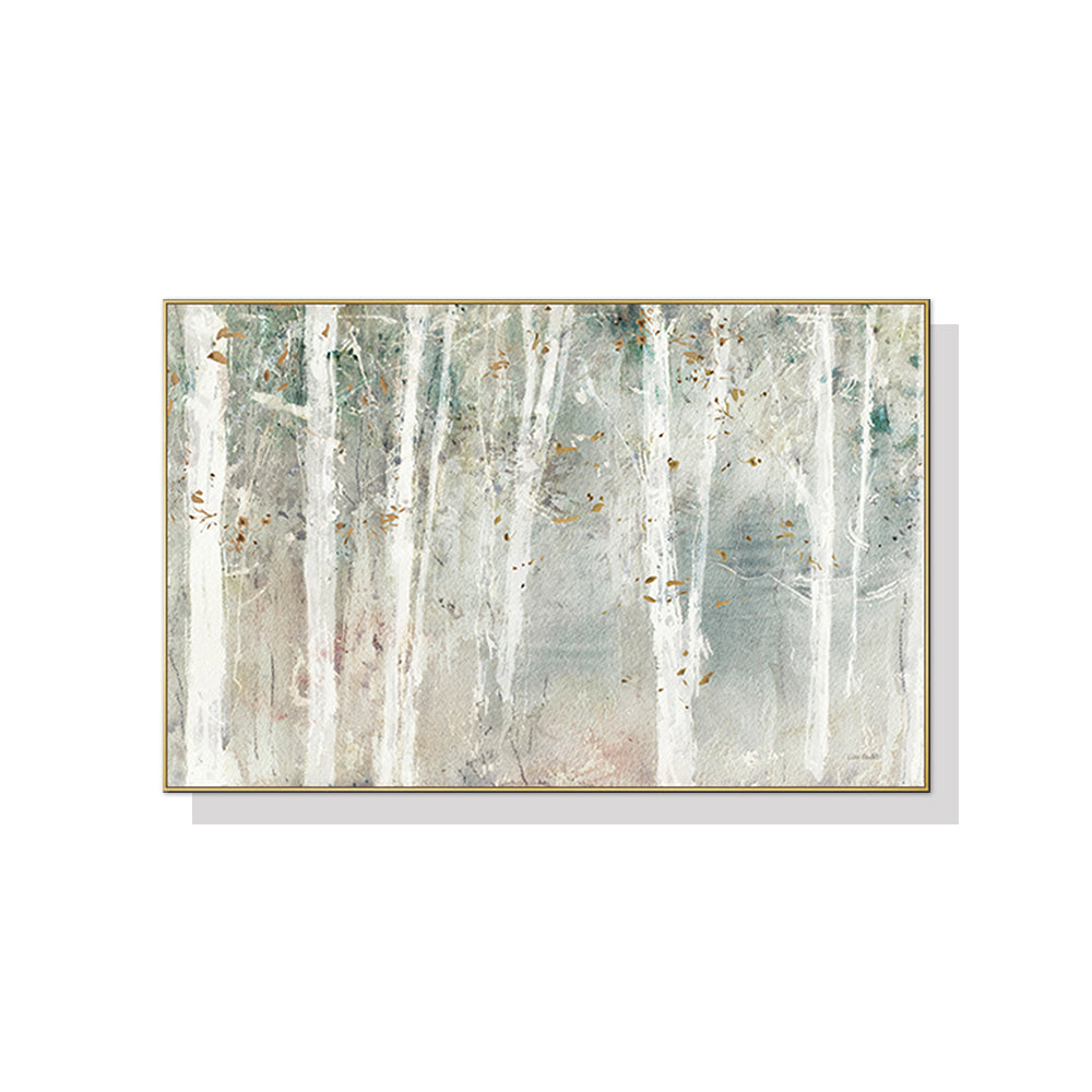 Magical Misty Woods Gold Framed Canvas 90cmx135cm