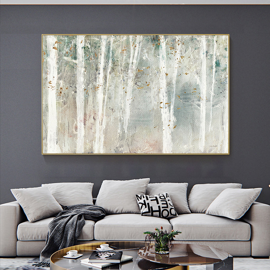 Magical Misty Woods Gold Framed Canvas 90cmx135cm