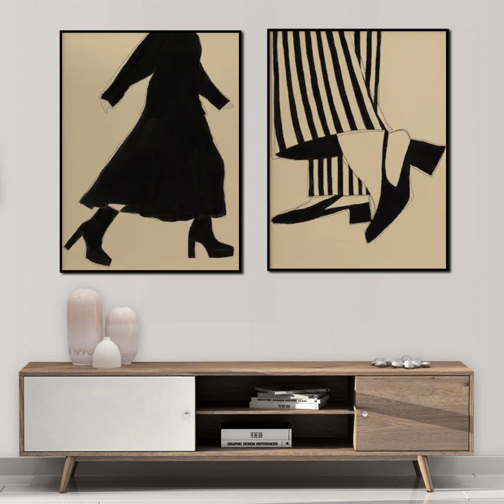 These Boots Were Made For Walking Set Of 2 Black Framed Canvas 50cmx70cm