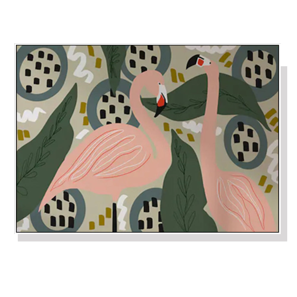 Phoenicopterus Roseus White Framed Canvas 100cmx150cm