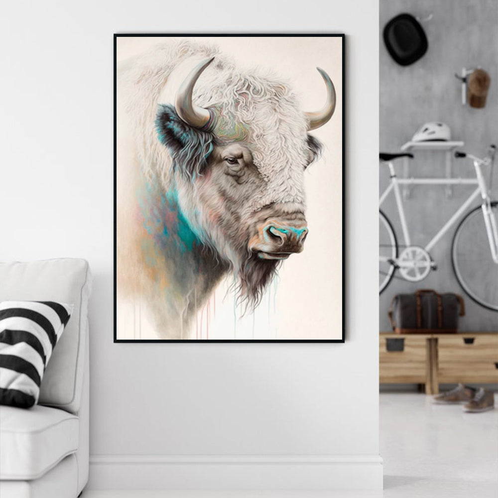 American Bison Black Framed Canvas 70cmx100cm