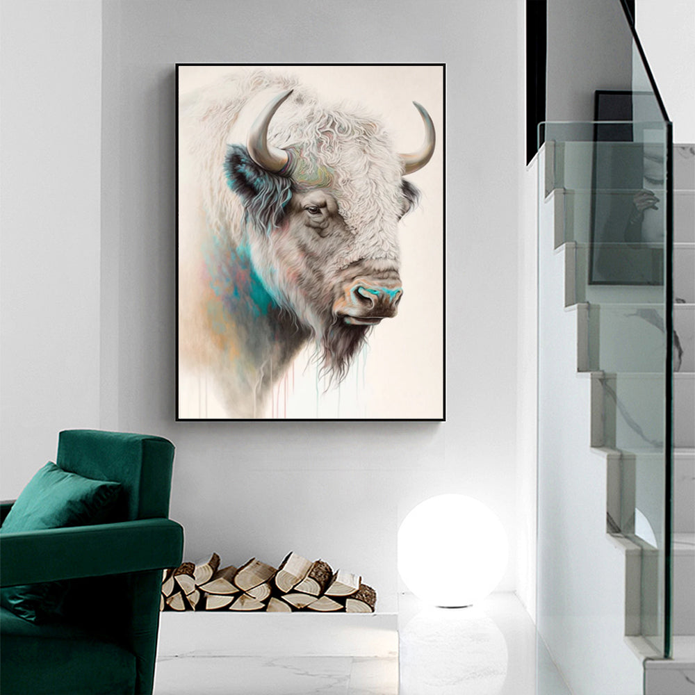 American Bison Black Framed Canvas 70cmx100cm