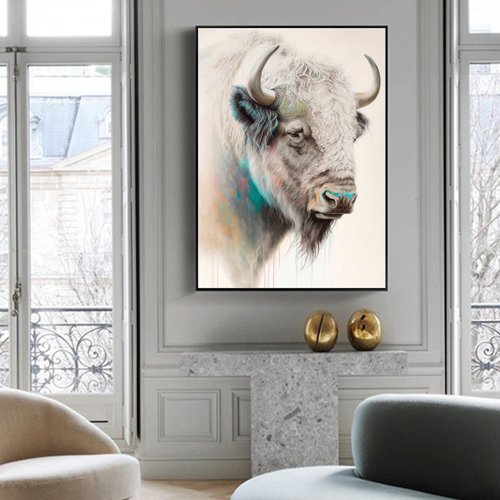 American Bison Black Framed Canvas 70cmx100cm