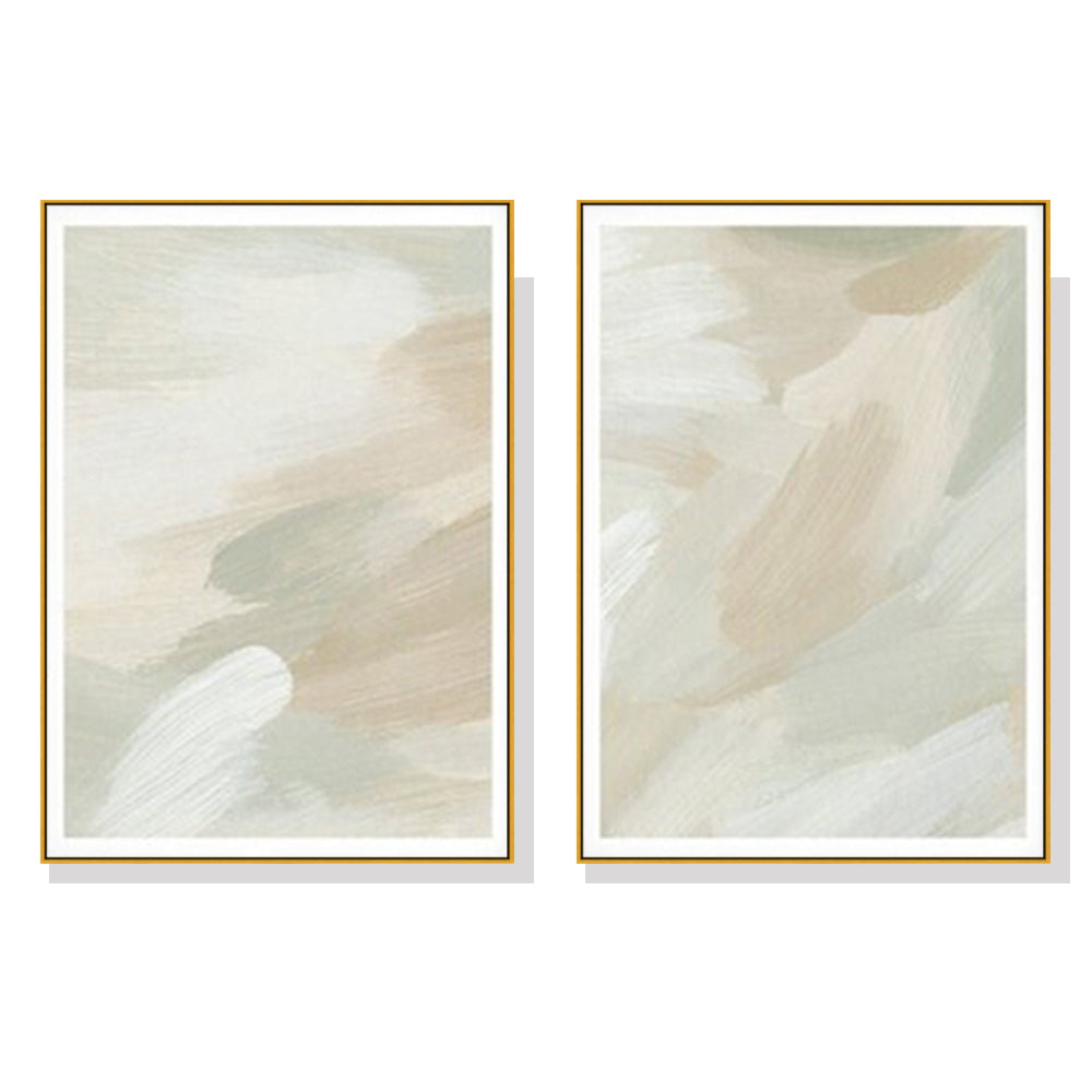 Camouflaged Pastels Set Of 2 Gold Framed Canvas 100cmx150cm