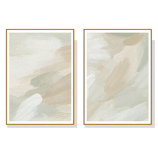 Camouflaged Pastels Set Of 2 Gold Framed Canvas 100cmx150cm