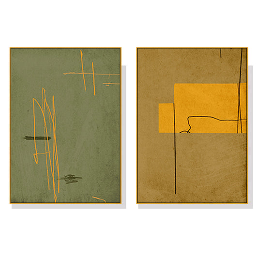 Modernal Twist Set Of 2 Gold Framed Canvas 50cmx70cm