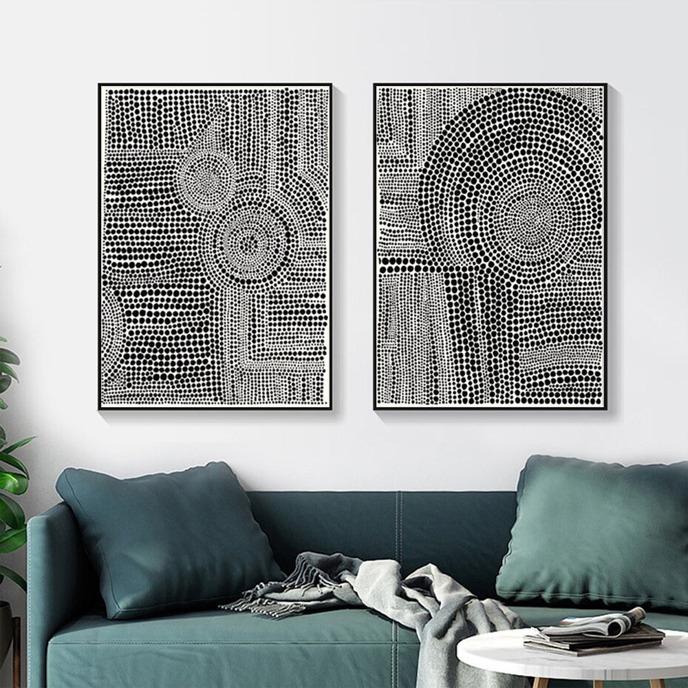 Lost In The Maze Set Of 2 Black Framed Canvas 90cmx135cm