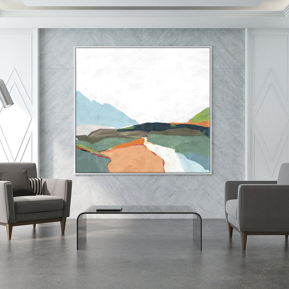 The Hills Are Alive White Framed Canvas 90cmx90cm