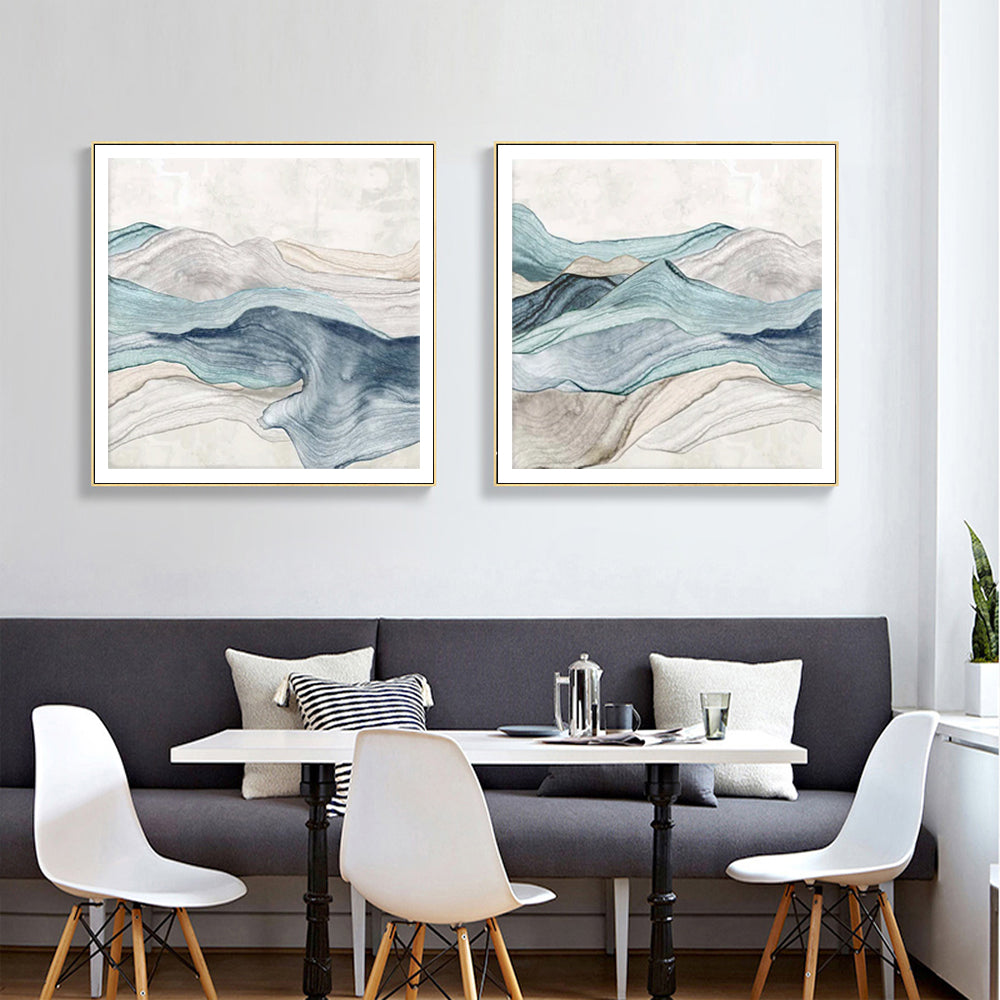 Icy Views Set Of 2 Gold Framed Canvas 90cmx90cm