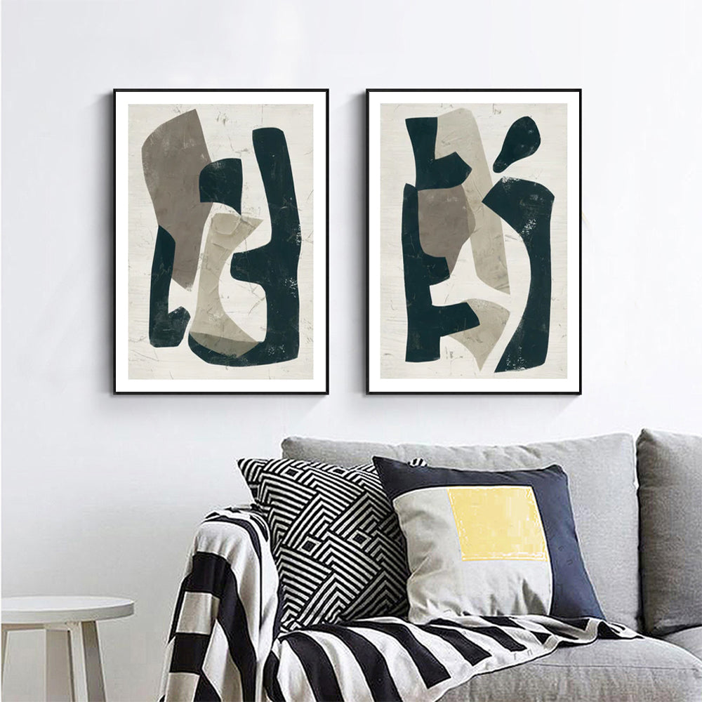 People, Places, Things Set Of 2 Black Framed Canvas 80cmx120cm