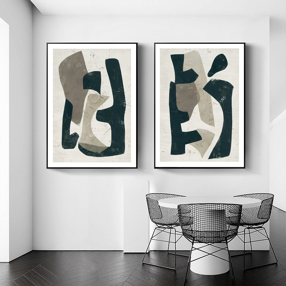 People, Places, Things Set Of 2 Black Framed Canvas 80cmx120cm