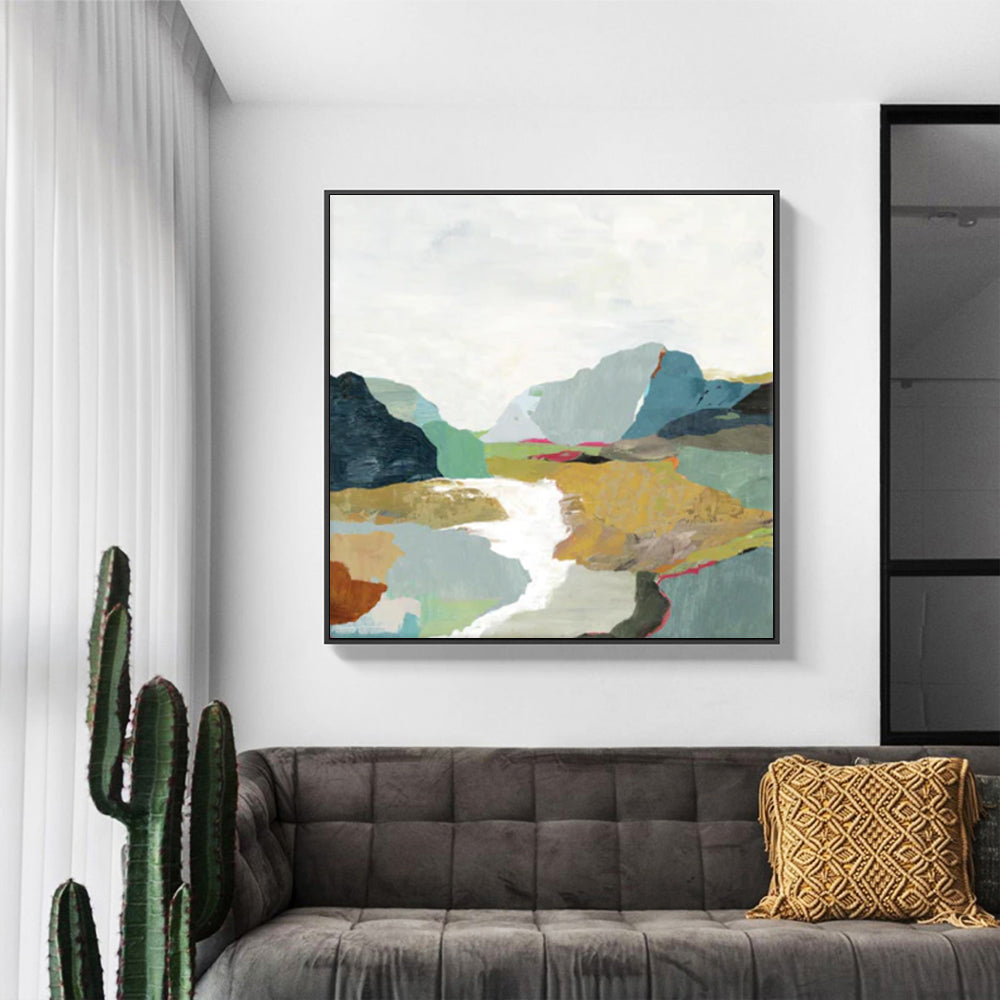 The Hills Are Alive II Black Framed Canvas 100cmx100cm