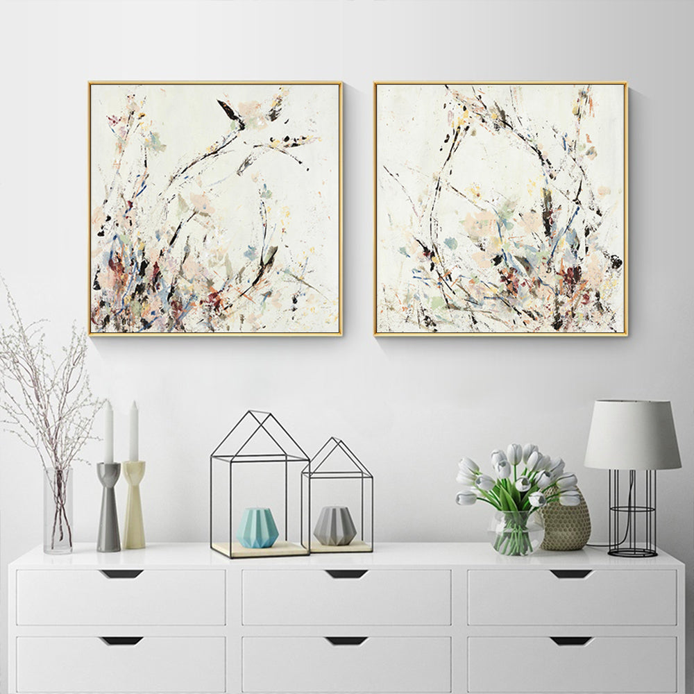 What Do YOU See? Summer Grasses Set Of 2 Gold Frame Canvas 70cmx70cm