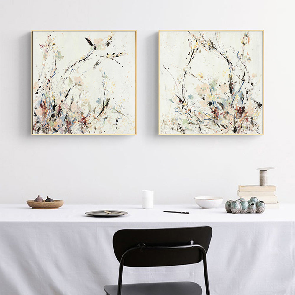 What Do YOU See? Summer Grasses Set Of 2 Gold Frame Canvas 70cmx70cm