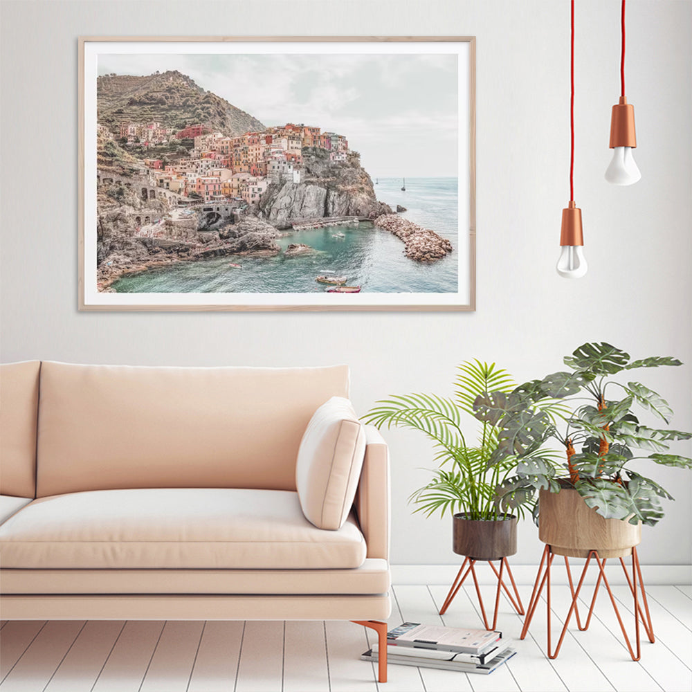 Stunning Manarola, Italy Wood Framed Canvas 90cmx135cm