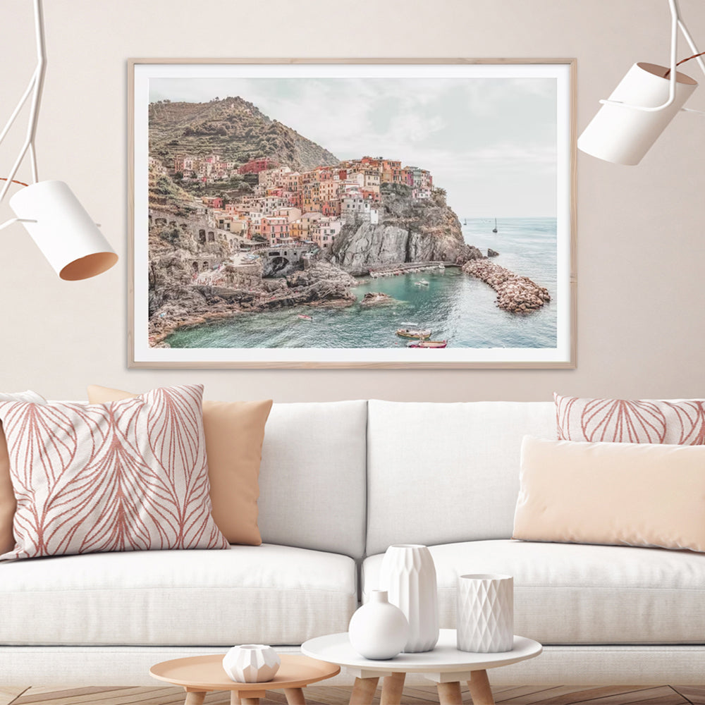 Stunning Manarola, Italy Wood Framed Canvas 90cmx135cm