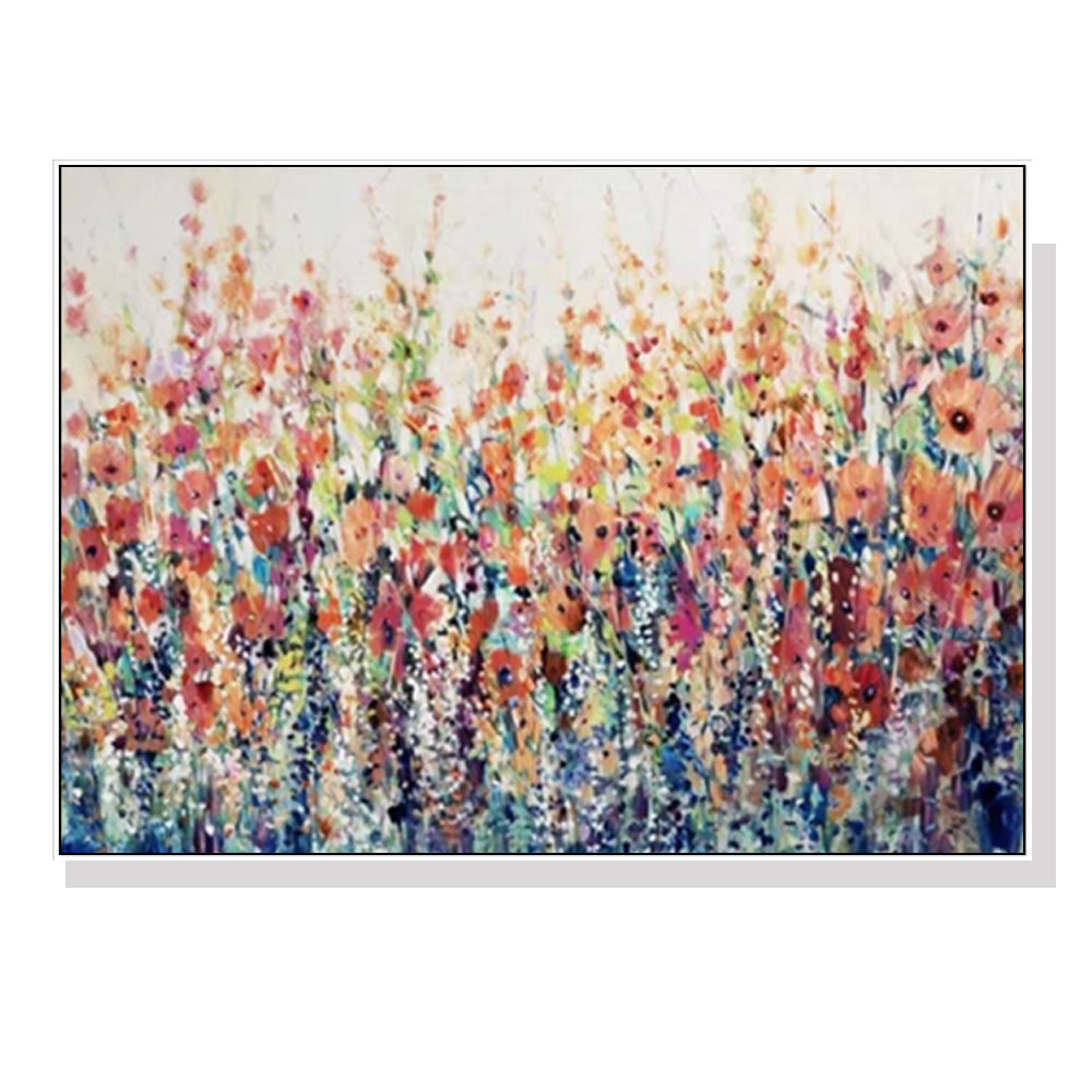 Poppies As Far As The Eye Can See White Frame Canvas 90cmx135cm