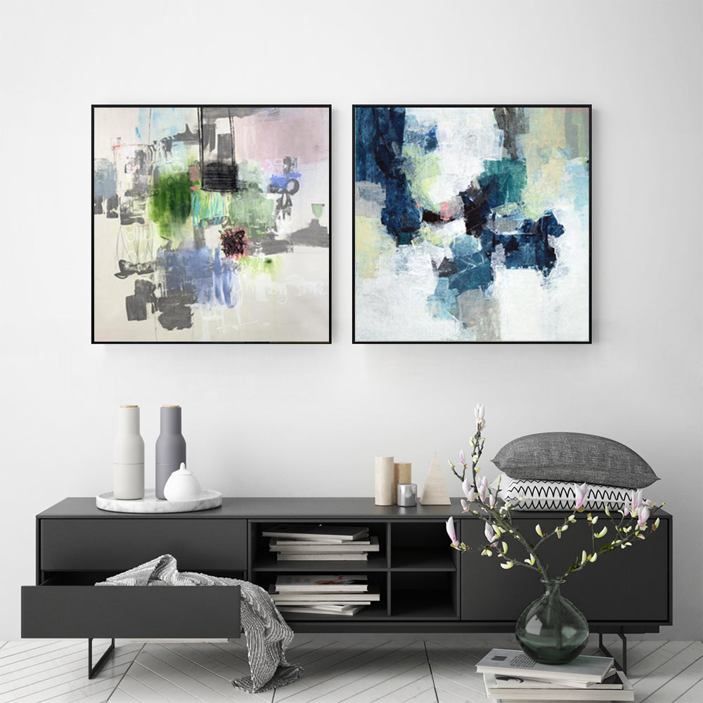 What Do YOU See? Geography Set Of 2 Black Framed Canvas  80cmx80cm