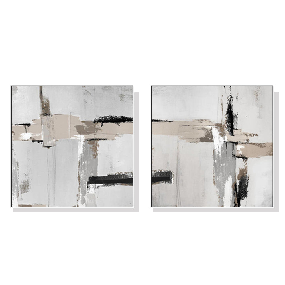 Calming Tones Set Of 2 White Framed Canvas 100cmx100cm