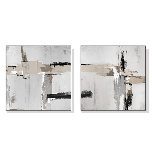 Calming Tones Set Of 2 White Framed Canvas 100cmx100cm