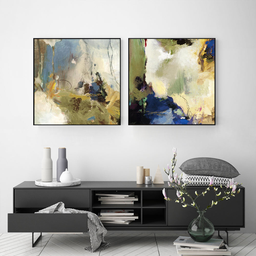 What Do YOU See? Earth Set Of 2 Black Framed Canvas 70cmx70cm