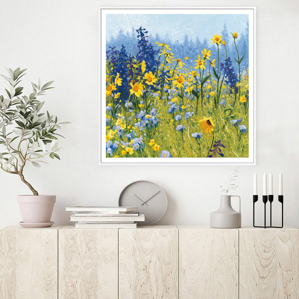 Springtime Happiness White Frame Canvas 90cmx90cm