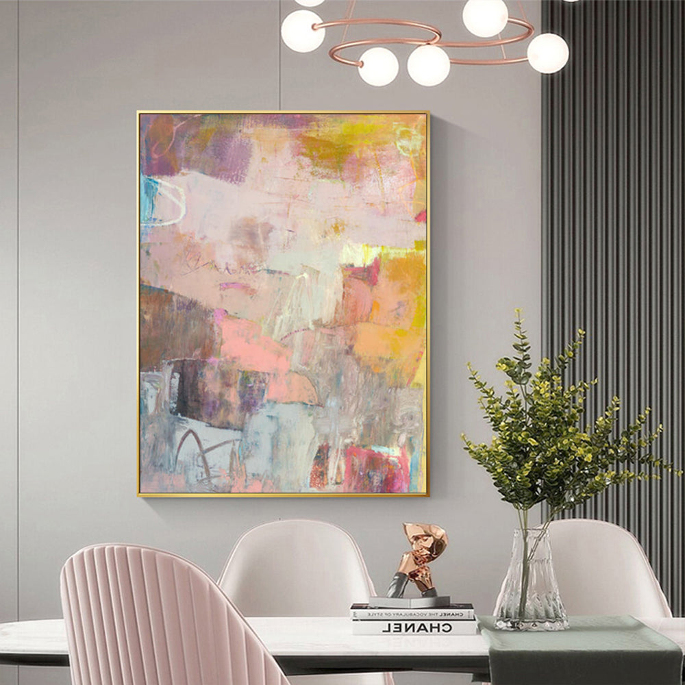 Pastel Dreams Gold Framed Canvas 90cmx135cm