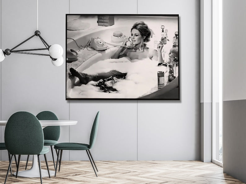 Hello, Bridget Bardot Speaking Black Framed Canvas 100cmx150cm